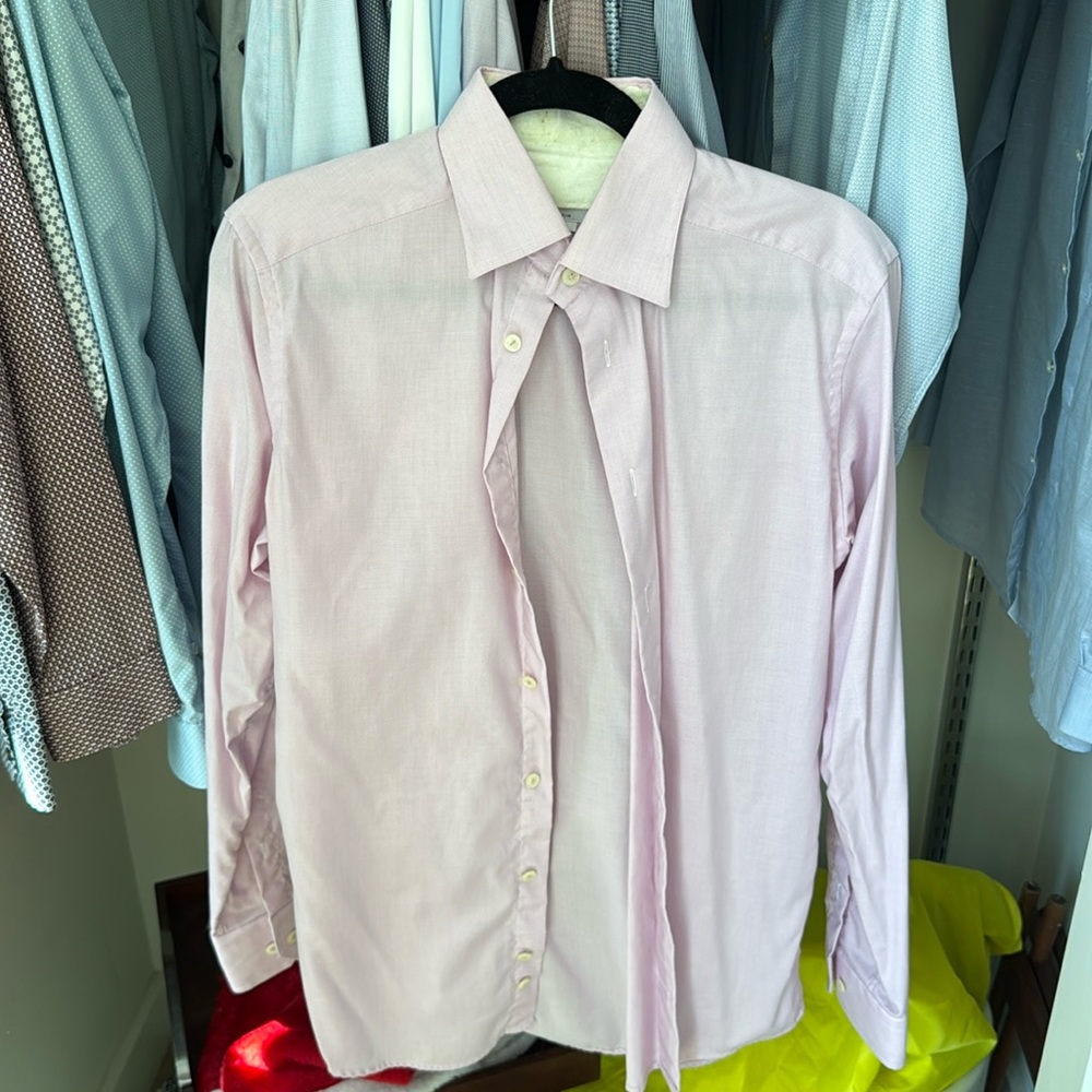 Eton Mens Button-Up Shirt Pink Long Sleeve 37 / 14 3/4 Slim